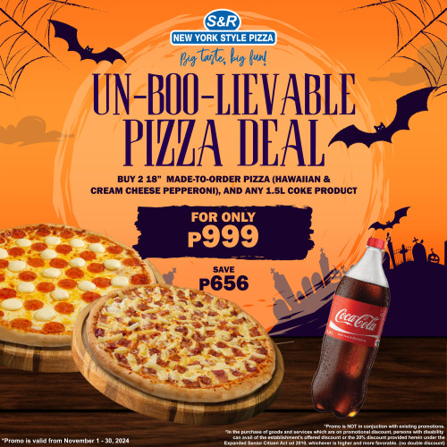 UN-BOO-LIEVABLE PIZZA DEAL (HAWAIIAN & CREAM CHEESE PEPPERONI PIZZA) (COKE)