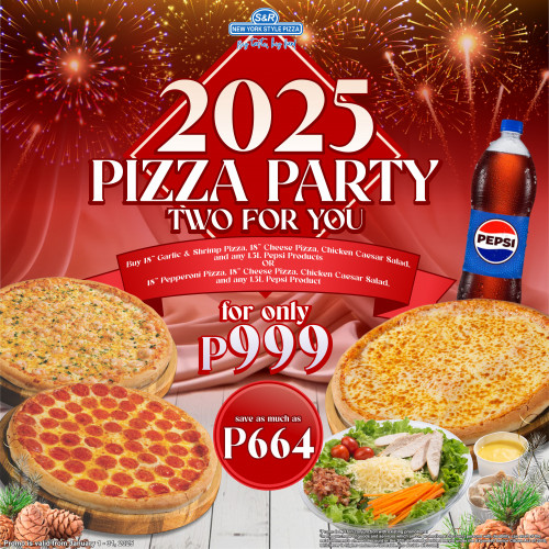 PIZZA PARTY FOR YOU: 2 FOR YOU - Pepperoni Pizza, Cheese Pizza, Chicken Caesar Salad & 1.5L Pepsi Product