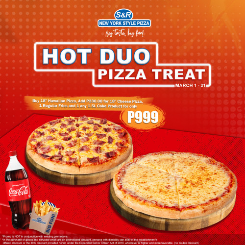 Hot Duo Pizza Treat 1 - Hawaiian Pizza, Cheese Pizza, Regular Fries & 1.5L Coke