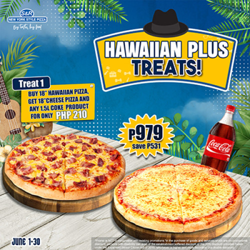 HAWAIIAN PLUS TREATS (Hawaiian Pizza & Cheese Pizza) COKE
