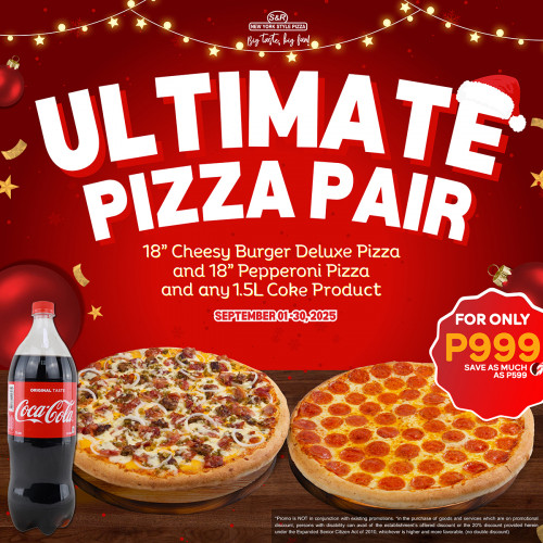 ULTIMATE PIZZA PAIR (Cheesy Burger Deluxe & Pepperoni Pizza) w/ Coke