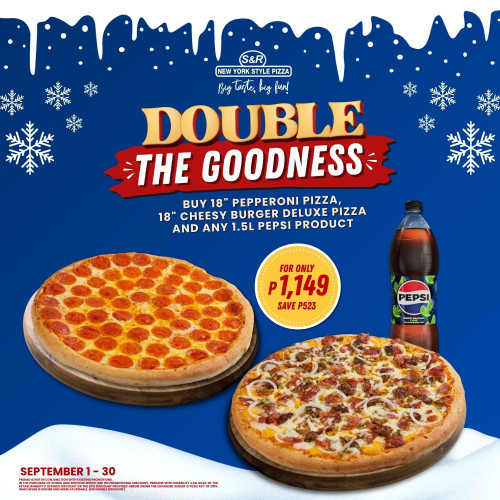 DOUBLE THE GOODNESS (Burger Deluxe + Pepperoni + 1.5L Pepsi)